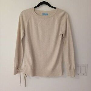 Burgess Beige Sweater With Side Tie Detail Cotton Cashmere Blend Womens Size S